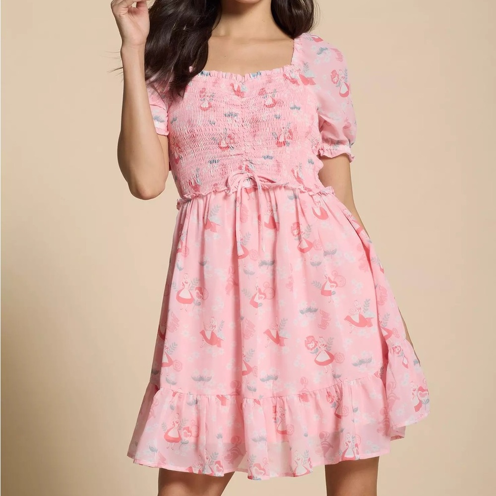 Disney Alice‎ in Wonderland Pink Cinched Smock Dress Boxlunch